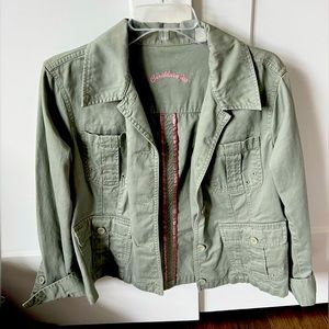 Caribbean Joe Light army green blazer denim jacket size Large